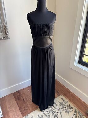 Classic Black Strapless Maxi Dress with Gathered Bodice